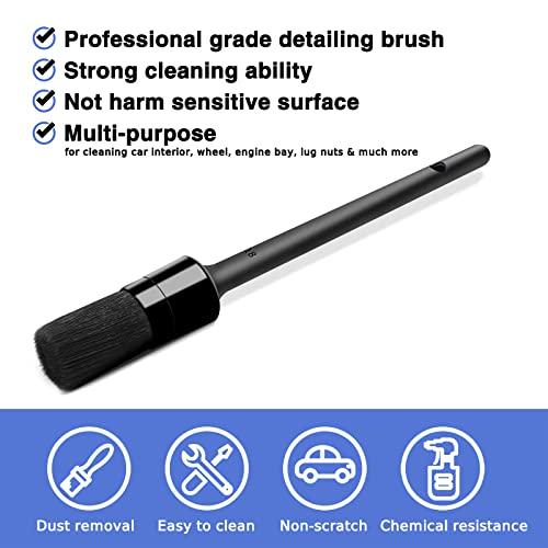 HMPLL 9pcs Auto Car Detailing Brush Set/ Interior Cleaning Kit Includes 5 Soft Premium Detail Brush, 3 Wire Brush & 1 Vent Cleaning Brush for Cleaning Interior, Dashboard, Engines, Leather, Wheel - color: black