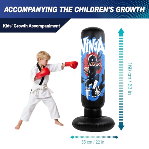 2026 Upgraded 4-in-1 Punching Bag Set Inflatable Boxing Bag, Holidays, Birthday Gifts, Kick Bag Equipment for Practice Karate, Taekwondo Punching Bag Gifts for Kid （36 Months+）