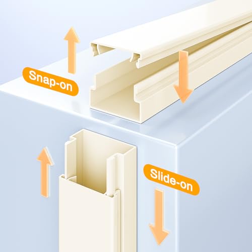 Cord Cover Wall, 157in Delamu Cord Hider Wall Mounted TV, Wire Covers for Cords Cable Management, Cable Raceway Cable Hider Concealer, Cable Cover Wire Hider to Hide Cords, 10XL15.7W0.95H0.55in Beige - color: Beige, size: 157in L x 0.95in W x 0.55in H