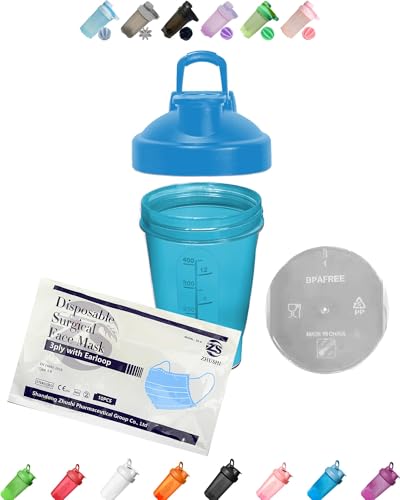 A Pure Pacific Blue 12Oz 400ml Made of PP5 | Small, Measurement Marks, Stainless Whisk Blender Mixer Ball, BPA Free, -4~248 Ã‚°F, Perfect for Nutrition, Protein, Keto, Juice Powder Shaking