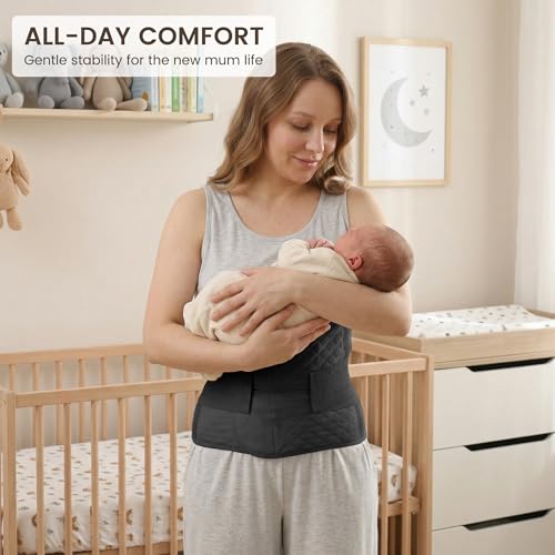 Allaugh Postpartum Belly Band for Women: Abdominal Binder Post Surgery C Section, Soft Fabric Abdominal Wrap for All Day, Comfort Non-Itchy, After Birth Recovery Back Support,Large,Black - color: Black, size: Large