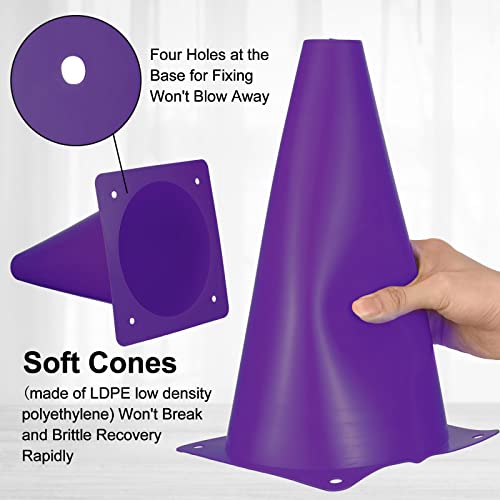 Hoteam 30 Pieces 9 Inch Traffic Cones Plastic Sport Agility Training Safety Cones Soccer Practice Equipment for Basketball Football Drills Exercise, Outdoor Activity and Events - color: Multicolor