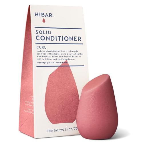 HiBAR - Curl Conditioner Bar - For Curly Hair - Define & Seal in Moisture - With Babassu & Pracaxi Butter & Rice Protein - Plastic-Free - Soap, Paraben & Sulfate-Free - Color Safe & Vegan -1 Solid Bar - style: Curl - Enhances Curls