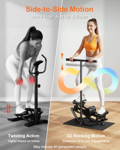 Rock Stepper for Exercise at Home, Rocking Stepper Side to Side | Rocker Stepper with Resistance Bands & Handlebar for Full Body Workout, Lateral Stepper Exercise Machine (Utility Patent) - color: Black