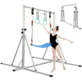 FC FUNCHEER Foldable Gymnastics Bar,5FT Horizontal bar,Adjustable Kids Training bar for Kids Ages 3-15,Kids Gymnastics bar,Triangle Stable Structure-Gym Equipment for Home - color: Grey, style: Bar-Swing-Rings