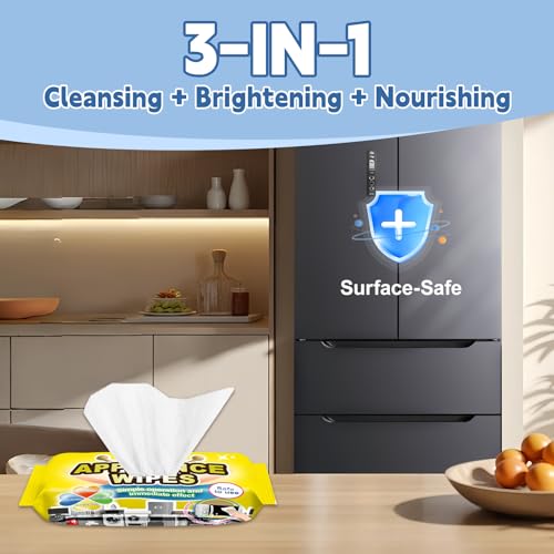 72Pcs Appliance Wipes for Cleaning Washing Machine, Dryer Stainless Steel Refrigerator, Glass Cooktop, Microwave, Dishwasher, Counter, Tile