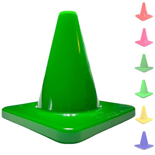 LVL10 Pro Training Cones - 6" Soccer Training Cones for Sports - for Basketball, Football, Basketball and Agility Drills - Soccer Field Markers that Won't Crack, Slide or Fly - color: Green, style: 20 Pack