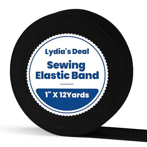 Lydia's Deal Elastic Bands for Sewing Wide 1 Inch x 12 Yards,High Elasticity Knit Elastic Spool Elastic Straps for Wig -Black - color: Black, size: 1 Inch * 12 Yards
