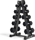 RitFit Rubber Coated Hex Dumbbell Set with Rack, 5-780LB for Home Gym Strength Training, Anti-Slip Knurled Handle, Hexagon Anti-Roll, Heavy-Duty Storage Rack - style: 150 LB Set（5-25LB)