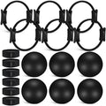 Seenelling 18 Pcs Pilates Ring and Ball Set with Resistance Bands Home Workout Pilates Equipment 11.8 Inch Magic Circle with Padded Handles, Mini Ball for Strength, Toning and Flexibility - color: Black