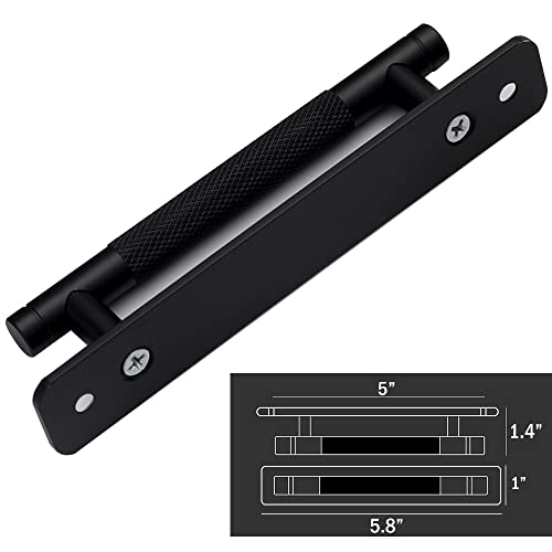 12 Pack 5 Inch 128 mm Matte Black Barrel Knurled Cabinet Handles with Base Plate Aluminum Cabinet Pulls for Drawer Sliding Door Charcuterie Board Black Drawer Handles Drill&Punch Free - color: BarrelBlack, size: 5 Inch