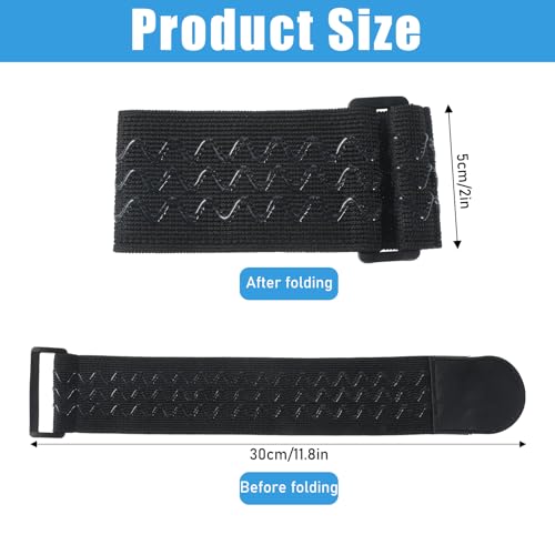 Black Boot Straps, 2 PCS Elastic Polyester Ankle Straps for Cowboy Boots Adjustable Boots Bands Self-adhesive Trousers Blouses Elastic Strap Band with Hook and Loop for Hiking Fishing Hunting - style: wave pattern