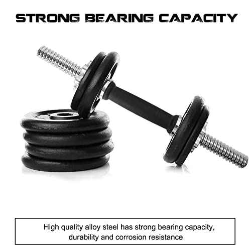 Threaded Dumbbell Rubber/Chrome Handles 1 Inch Pair, Adjustable Dumbbell Bar Handles, Fits Standard Weight Plates with 1” Diameter, for Gym Workouts, Exercise, Weightlifting, Sold in Pair - color: Rubber Handgrips, size: 15.75 Inch