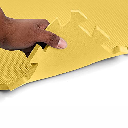 Flooring Inc's Puzzle Exercise Mats, EVA Foam Interlocking Floor Mats for Protective, Cushioned Workout Flooring for Home and Gym Equipment, Multiple Sizes & Colors - color: Yellow, size: 1/2" Thick