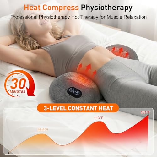Electric Back Massager with Heat Vibration Airbag, Cordless Lumbar Support Pillow Neck Massager for Pain Relief Deep Tissue