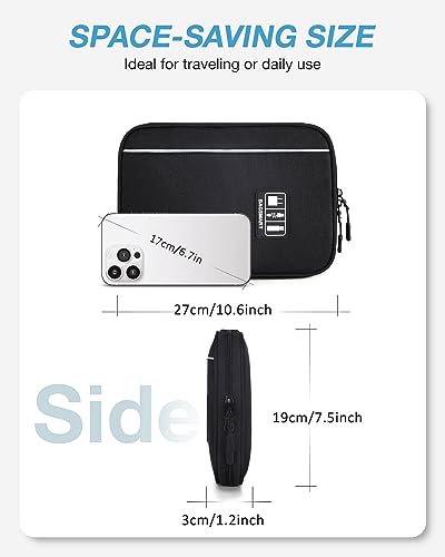 BAGSMART Large Electronics Travel Organizer Case, Tech Accessories Cord Storage Bag for Phone, Power Bank, SD Card, Cables, Black - color: Black