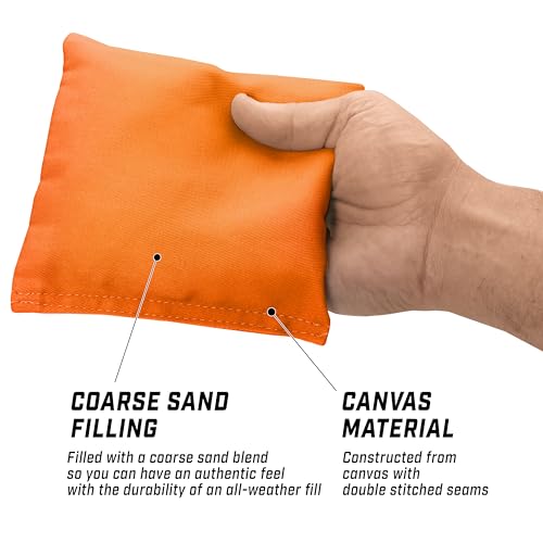 GoSports Classic Cornhole Bean Bags Set of 4-16 Colors Available - Regulation All Weather, Mix and Match - color: Orange