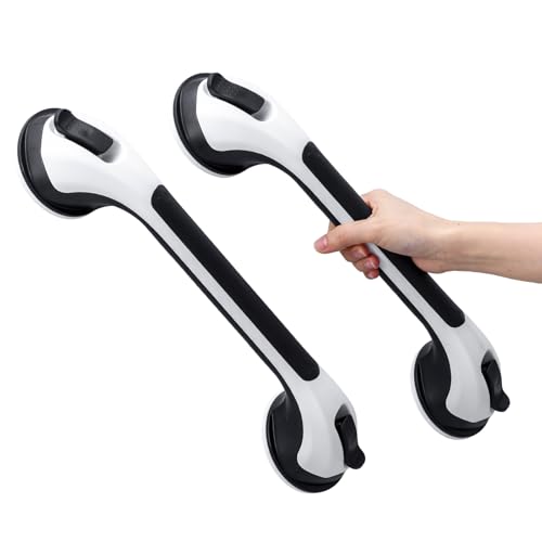 TAILI Shower Grab Bar 2 Pack Suction Grab Bars for Bathtubs and Showers, Heavy Duty Shower Handle Removable Handrails for Seniors and Elderly, Bathroom Safety Grip No Drilling Waterproof, Black,G9 - color: Black, size: 16.8"