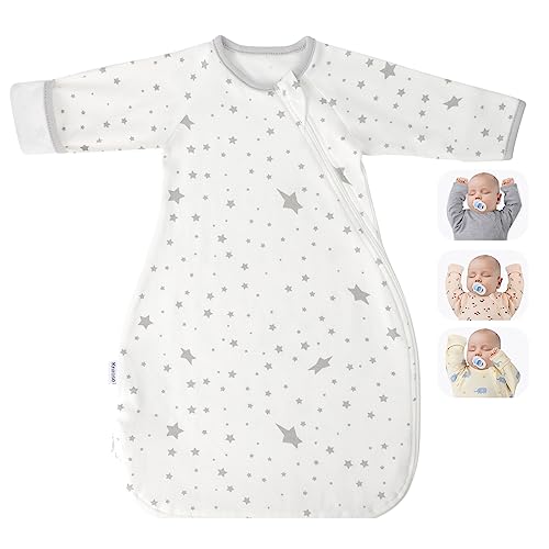 Transitional Baby Swaddling Sack with Arms Up Length Sleeves Mitten Cuffs 0-3 Months Wearable Swaddling Blanket Sleeping Bag Cotton for Newborns Boys Girls Sleep Sacks Snug Fit Calms Startle Reflex - color: Lucky Star, size: S ( 0-3 Months, 6-14 Lbs )