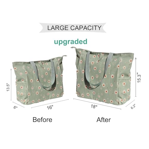 ESVAN Yoga Mat Bag Yoga Tote Carrier Shoulder Bag Carryall Tote for Office,Yoga,Pilates,Travel,Beach and Gym - color: Corduroy Matcha Daisy