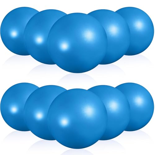 Aoriher 10 Pack 9 Inch Small Pilates Ball Bulk Mini Exercise Ball Portable Non-Slip Workout Yoga Balls with Air Pump for Stability, Barre, Fitness, Balance, Physical &Core, Gym Home Office Use - color: Solid Blue