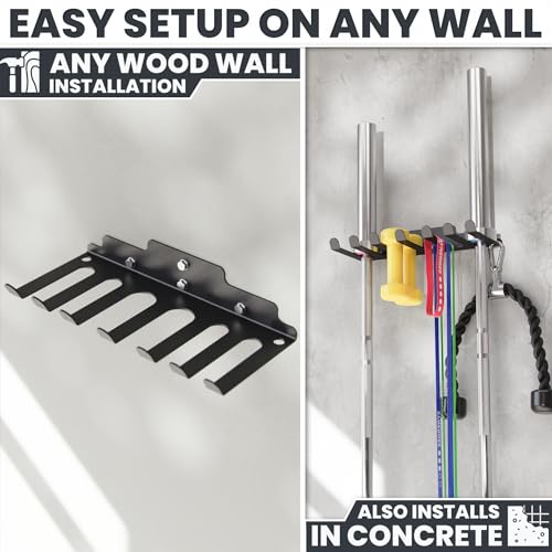 Synergee Wall Mounted Barbell Holder – Heavy Duty Gym Accessory Rack - color: f) 6 Bracket