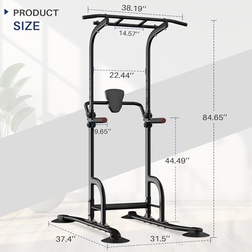 BangTong&Li Power Tower, Pull Up Bar Dip Station/Stand for Home Gym Strength Training Workout Equipment - color: Black-02