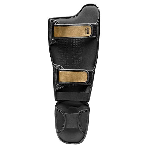 Hayabusa T3 Striking Shinguards - Men and Women | MMA Protection, Muay Thai Kickboxing, Sparring Pads, Martial Arts Gear, Adjustable Straps, Impact Padding, Elastic Fit - color: Black/Gold, size: X-Large