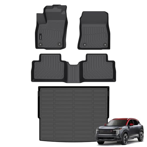 Auxko All Weather Floor Mats Cargo Mat Fit for 2026 2025 Nissan Kicks TPE Liners Accessories All Season Guard Odorless Anti-Slip Floor Mats Cargo Mat for Nissan Kicks Black - size: 3) kicks|2025-2026|floor+cargo mats
