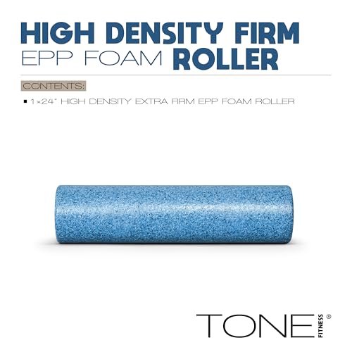 Tone Fitness High Density EPP Foam Exercise Foam Roller for Yoga, Pilates, Stretching, Massage, and Recovery | Multiple Sizes and Colors - color: Blue, size: 24 Inch