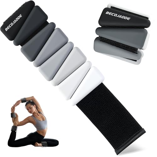 BECOJADDE Ankle Weights for Women Wrist Weights Set of 2 (1 lb/2 lb Each) Adjustable Arm Leg Weight for Womens Men Suitable for Walking Swimming Running Pilates Yoga Gym - color: Gradient Black, size: 2lb Pair (1lb Each)