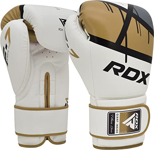 RDX Boxing Gloves EGO, Sparring Muay Thai Kickboxing MMA Heavy Training Mitts, Maya Hide Leather, Ventilated, Long Support, Punching Bag Workout Pads, Men Women Adult 8 10 12 14 16 oz - color: GOLDEN, size: 12OZ