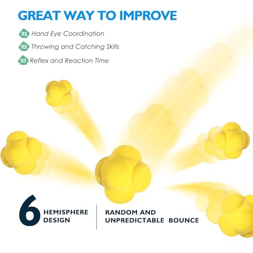 GSE Games & Sports Expert Sports Reaction Balls, Reactivity Ball for Field Training, Agility Trainer for Baseball, Rubber Bounce Balls for Hand-Eye Coordination & Speed Reflex Training - color: Yellow, style: 1-Pack