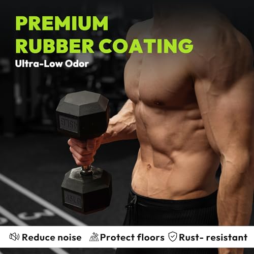 HANDBODE Hex Dumbbell Set with Vertical Storage Rack, 100–550 lb | Non-Slip Handle Design for Secure Grip, Rubber Encased Dumbbells, Hand Weights for Strength Training and Home Gym - style: 15 lb, Pair