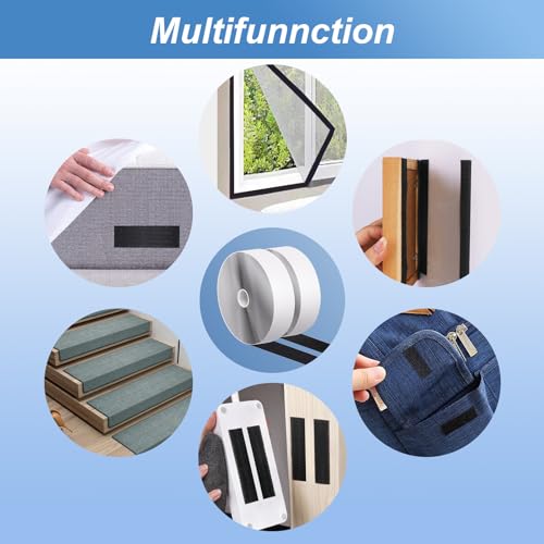 2''×27Ft Black Heavy Duty Hook And Loop Tape Adhesive, No Punching Picture Wall Hanging Roll, Sticky Back Couch Cushions Grip, Keep Rugs in Place, Strong Adhesive Tape for DIY at Classroom Office Home - size: 2In × 27Ft, style: Black