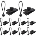 AOPRIE 10 Sets of Bungee Balls and Tarp Clips Black 6 Inches Ball Bungee Cord Heavy Duty Lock Grip Clamps Shark Fasteners Holder for Camping Tents Cargo Pool Awning Car Cover Holding Wire Hoses - size: 6 In Clips