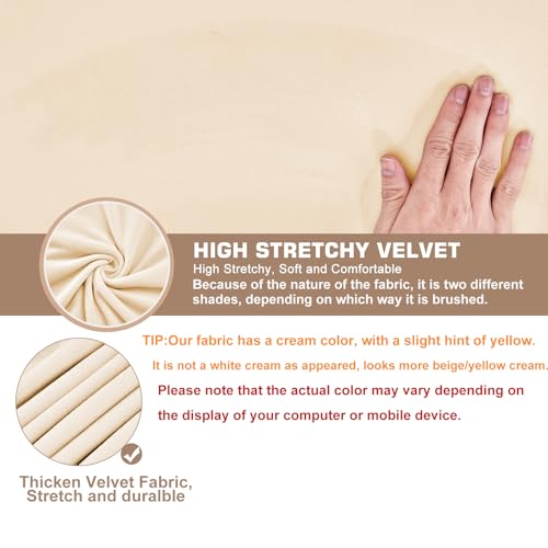 NeColorLife Velvet Ottoman Cover Rectangle Storage Ottoman Slipcover Thick Stretchable Footrest Stool Covers with Elastic Band (Medium Size,Cream (with Warm Undertones)) - color: Cream, size: M Length: 31"-34",Width: 31"-43"