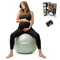 BABYGO Birthing Ball - Pregnancy Yoga Labor & Exercise Ball & Book Set Trimester Targeting, Maternity Physio, Birth & Recovery Plan Included Anti Burst Eco Friendly - color: Sage, size: 65cm - Electric