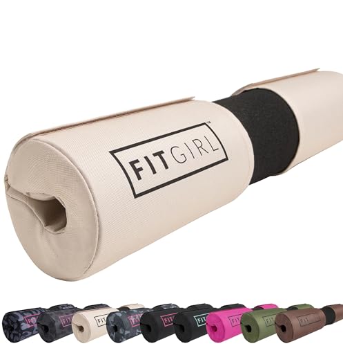 FITGIRL - Squat Pad and Hip Thrust Pad for Leg Day, Barbell Pad Stays in Place Secure, Thick Cushion for Comfortable Squats Lunges Glute Bridges, Olympic Bar and Smith Machine - color: Beige (Deluxe)