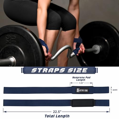 Lifting Wrist Straps for Weightlifting, Weight Lifting Straps Gym Strength Training, Neoprene Padded Wrist Support, Deadlift Straps for Men & Women, 22.5 Inch Cotton - color: Navy Blue