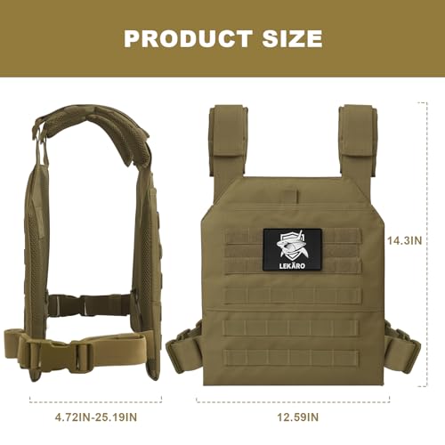 Adjustable Weighted Vest for Men Women – Tactical Vest for Rucking, HIIT & CrossFit, Fits 10x12 Plates, 600D Breathable Weight Vest & Exercise Vest for Strength Training, Weights Not Included - color: Khaki