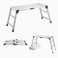 VEVOR Folding Work Platform, Adjustable Height 23-34.5 in, 40 x 18 in Aluminum Step Stool, 500 lbs Load Capacity, Heavy Duty Non-Slip Platform Ladder, Portable Work Bench for Painting, Maintenance
