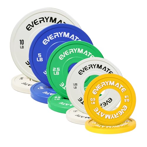 EVERYMATE Change Weight Plates 1.25LB 2.5LB 5LB Set Fractional Plate Olympic Bumper Plates for Cross Training Bumper Weight Plates Steel Insert Strength Training Weight Plates - color: 38.5LB(0.5+1.25+2.5+5+10)x2