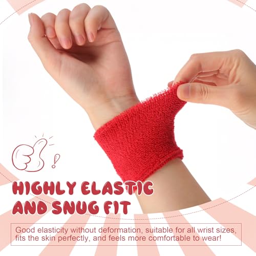 Bememo 36 Pcs Neon Sweatbands Set Soccer Party Favors Cotton Headbands Wristband Sweat Bands Soccer Mom Essentials for Football Fans Sporting Events 80 90s Glow Party - color: Red, size: Small