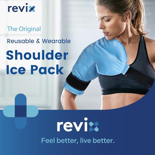 REVIX Shoulder Ice Pack for Rotator Cuff Cold Therapy, Arm Gel Ice Pack for Injuries Reusable, Flexible Cold Compression Wrap for Post-Workout Recovery, Fatigue and Shoulder Discomfort, Blue - size: Standard, style: Blue