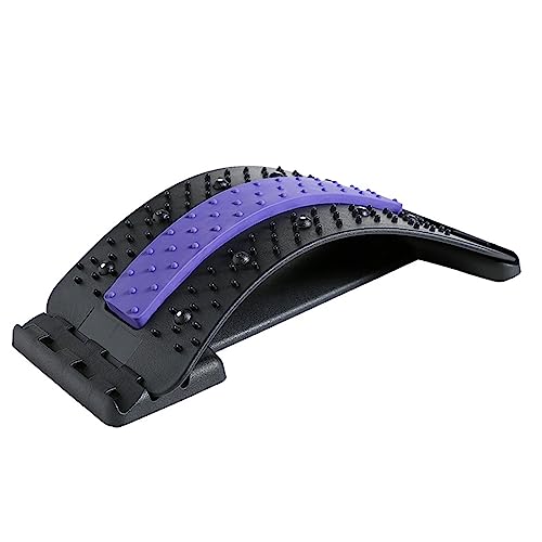 Lumbar Arc Shaped Traction Massager, Household Magnetic Therapy Back/Cervical/Lumbar Stretch Corrector, Back Relaxation&Pain Relief (Color : Black+Purple, Size : 38.5 * 16.8cm)