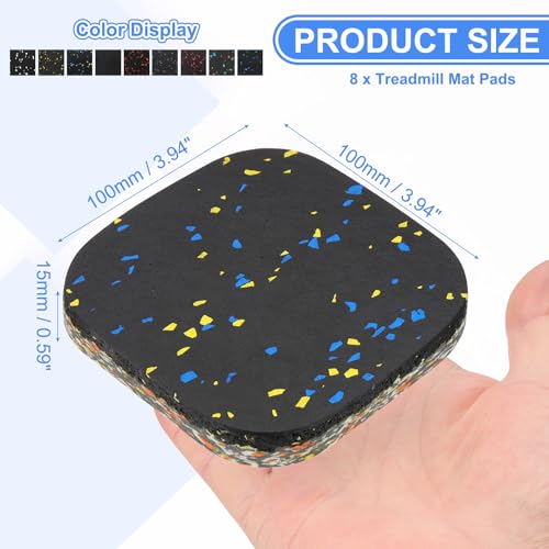 PATIKIL 8 Pcs Treadmill Mat Pads, 4x4x0.6 High Density Foam Anti Vibration Pad Sound Proof Floor Mat Exercise Equipment Mat for Carpet Protect Noise Reduction Home Gym, Yellow Blue - color: Yellow Blue, size: 4x4x0.6"