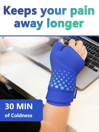 Wrist &Thumb Ice Pack Wrap -Cold&Hot Therapy Thickened Ice Gel- Hand Ice Pack & Ice Glove for Arthritis,Carpal Tunnel Relief, Tendonitis,Injuries & Recovery-Fits Men and Women (Blue, S/M) - color: Blue, size: S/M
