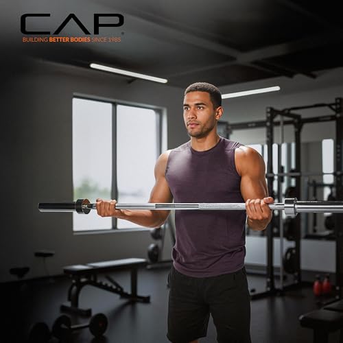 CAP Olympic Barbell - 5FT, 6FT, & 7FT Strength Training Weight Bars, Multiple Options - size: 5 ft (60") - Chrome, style: Elite
