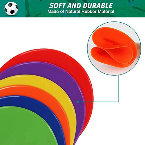 60 Pcs Poly Vinyl Spot Markers Rubber Floor Dots Non Slip Agility Markers Flat Field Cones for PE Gym Classes, Classroom Activities and Games, Soccer Basketball Sports Speed Agility Training - size: 10inch